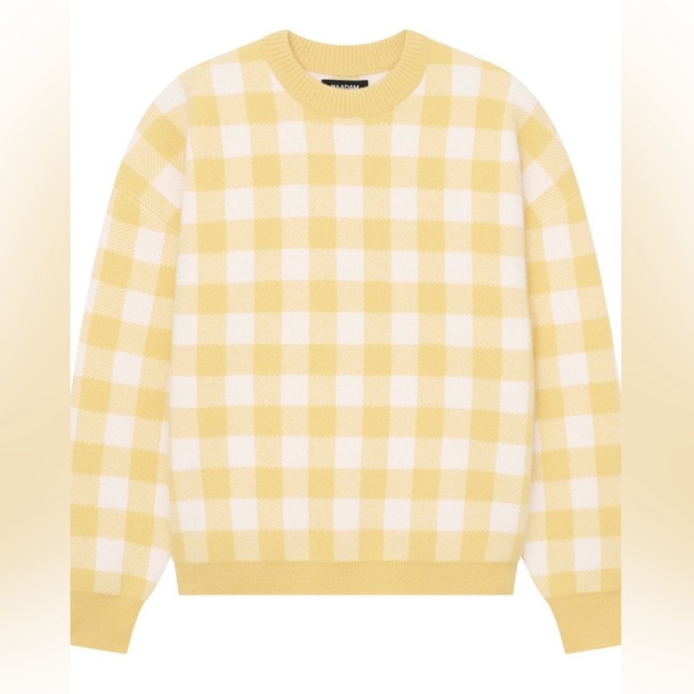 NAADAM Yellow Gingham Cashmere Sweater S